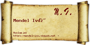 Mendel Ivó névjegykártya